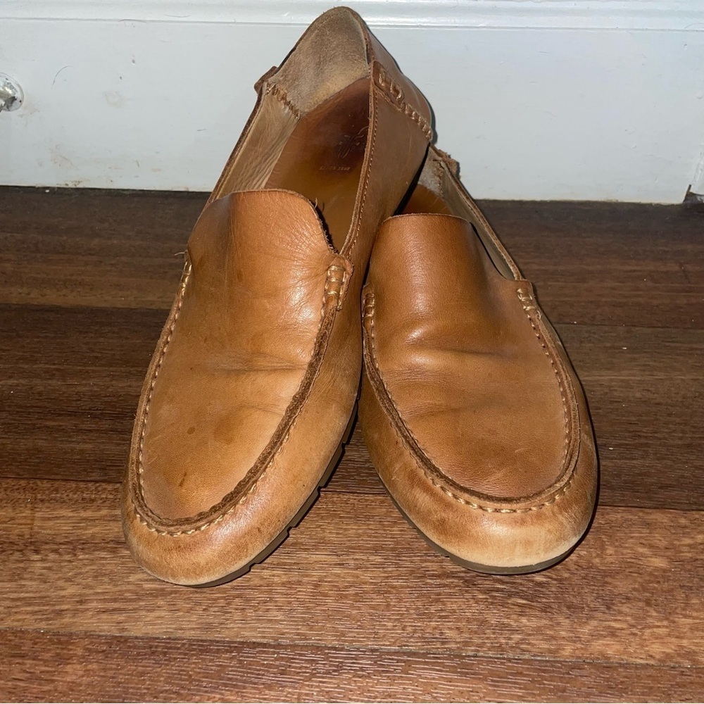 Frye Venetian Brown‎ Cognac Leather Casual Driver Loafers Men’s 9.5